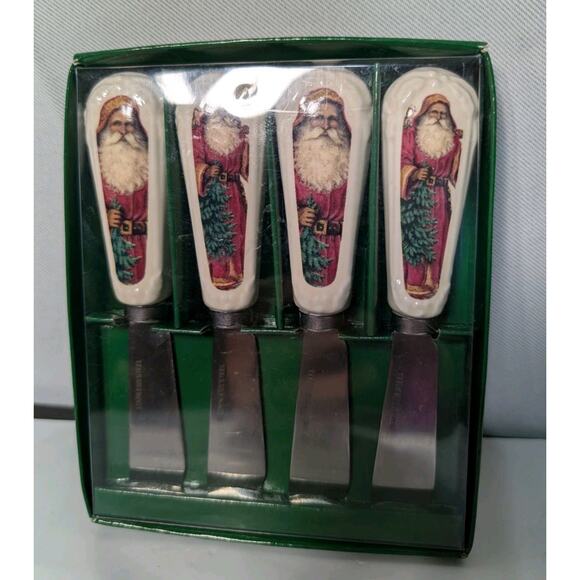 Hallmark Other - Vintage Set of 4 Hallmark Christmas Cheese Spreaders Old World Santa Stainless
